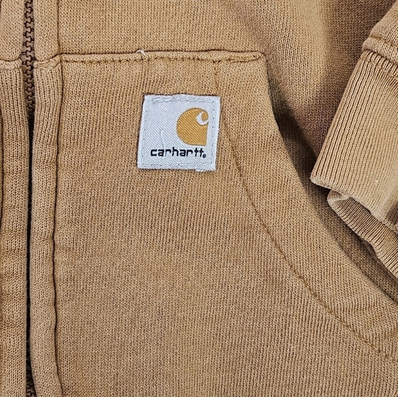 Carhartt Camel Distressed Full Zipper Hooded Sweatshirt Size 3T Toddler - Picture 2 of 10